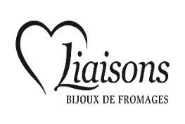 Das Bild zeigt das Logo der Marke Liaisons - Bijoux de Fromages. Das Logo hat weissen Hintergrund und schwarze Schrift und ist mit einem Herz versehen.